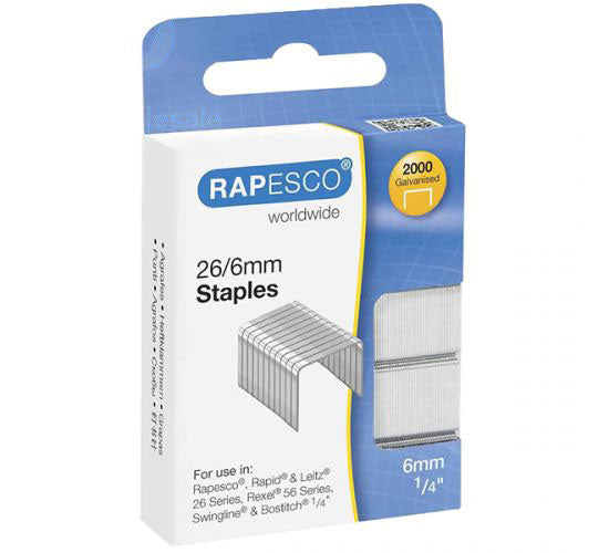 Rapesco 26/6mm Galvanised Staples Pack Of 2000
