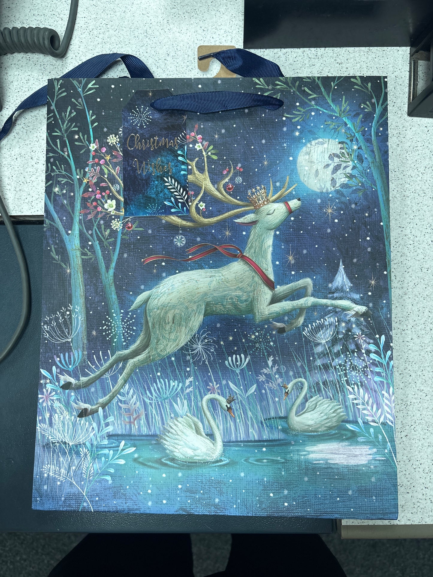 Reindeer large Christmas gift bag