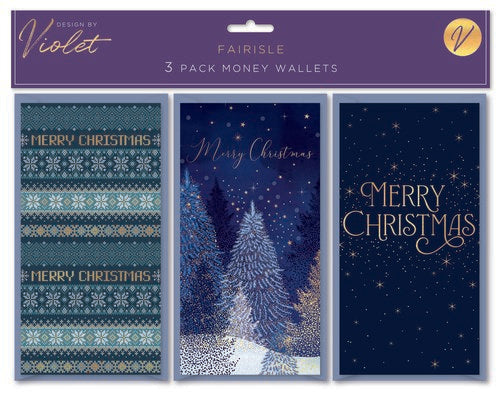CHRISTMAS BY VIOLET Pk3 MONEY WALLETS - FAIRISLE