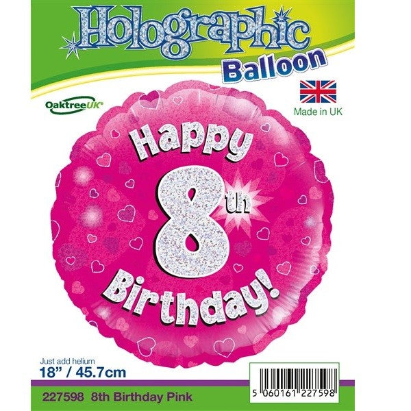 Happy 8th Birthday Pink Glitz Balloon