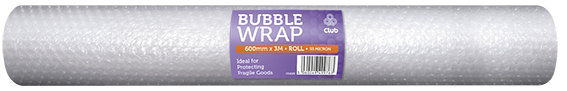 CLUB 600mm x 3M BUBBLE WRAP ROLL (55 MICRON)
