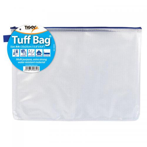 Tiger Tuff Bag Polypropylene A4+ 500 Micron Clear With Assorted Colour Zips