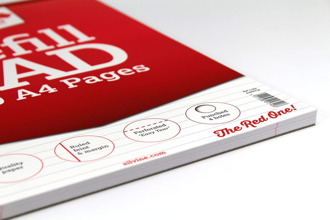 A4 160 Pages 8mm Feint with Margin Refill Pad (210x297mm)