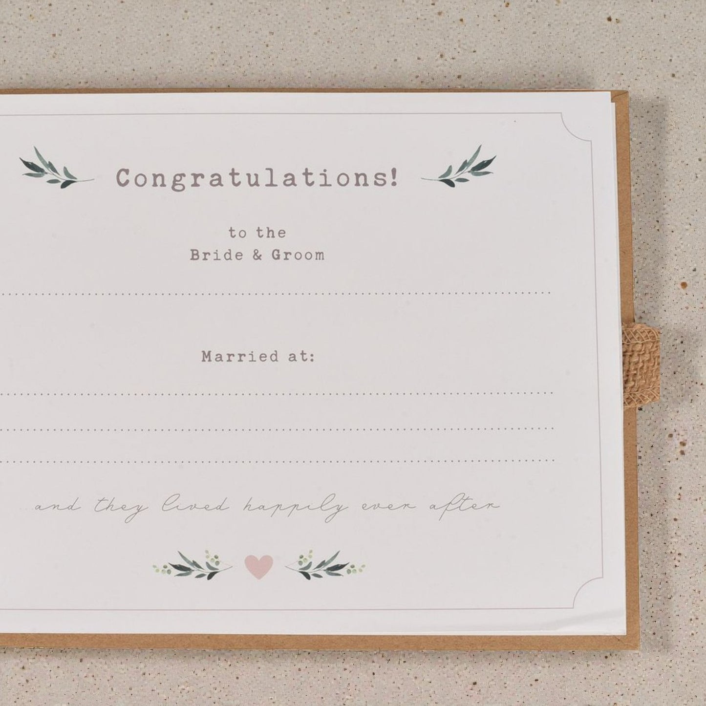 Wedding Floral Guest Book with Hessian Ribbon Tie