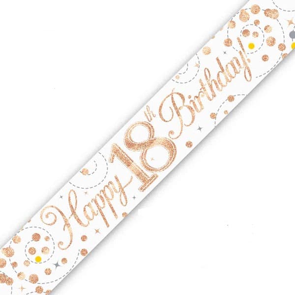 Sparkling Fizz Happy 18th Birthday Holographic Banner