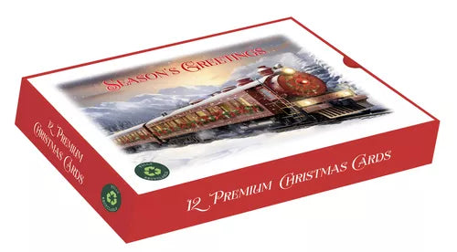 MISTLETOE PRESS LARGE SLIM 12in PREMIUM "SLIDE" LUXURY BOXED DIE CUT CARDS - WINTER EXPRESS