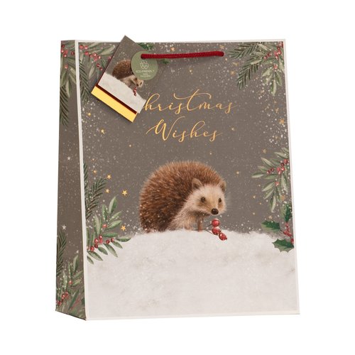 CHRISTMAS BY VIOLET MEDIUM GIFT BAG - HEDGEHOG