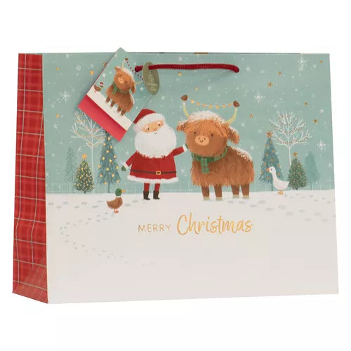 CHRISTMAS BY VIOLET LARGE SHOPPER GIFT BAG - SANTA & DOUGAL