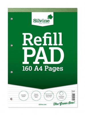 Silvine A4 Refill Pad Perforated Narrow Lines 160 Pages