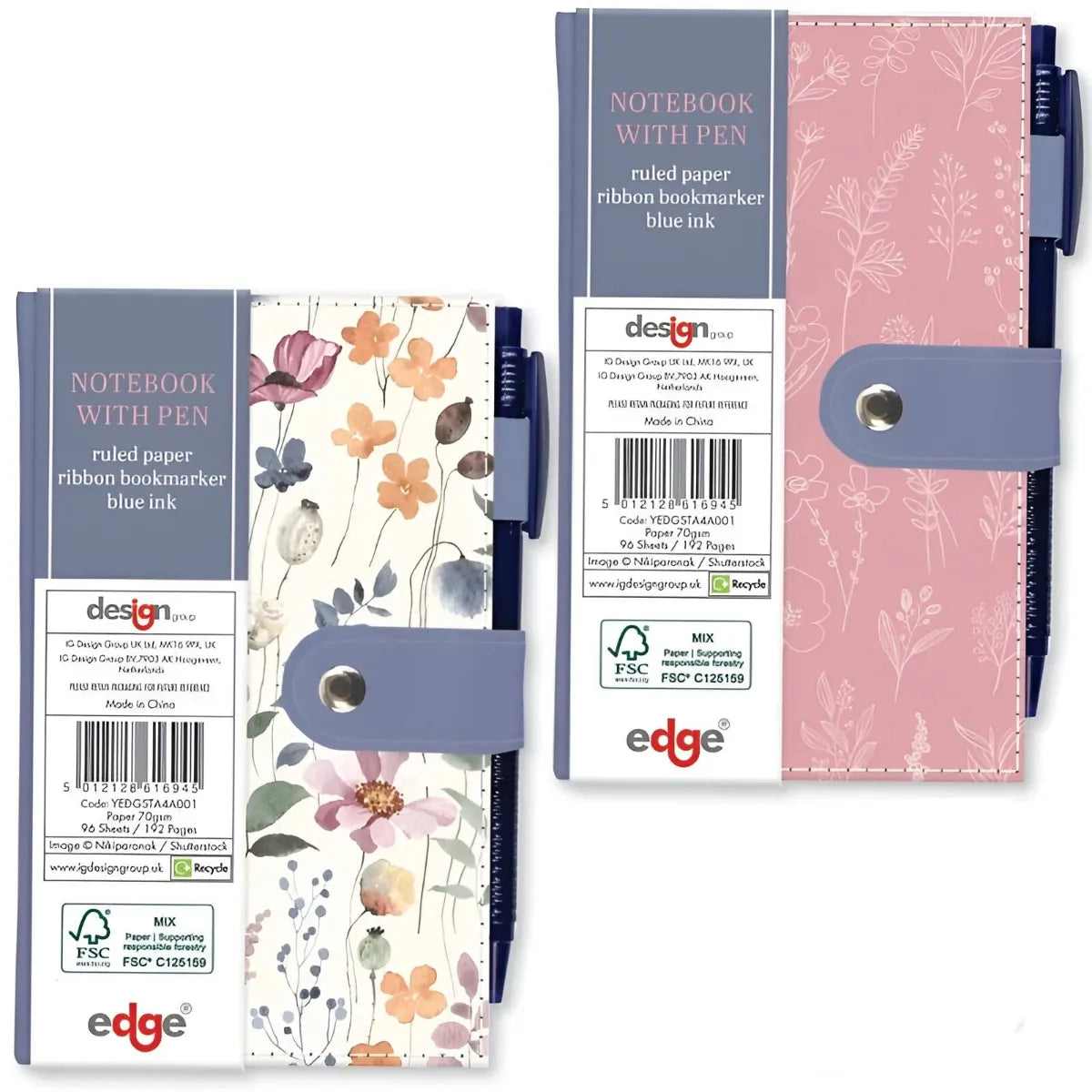Wild Bloom Slim Notebook & Pen Set - Assorted Designs