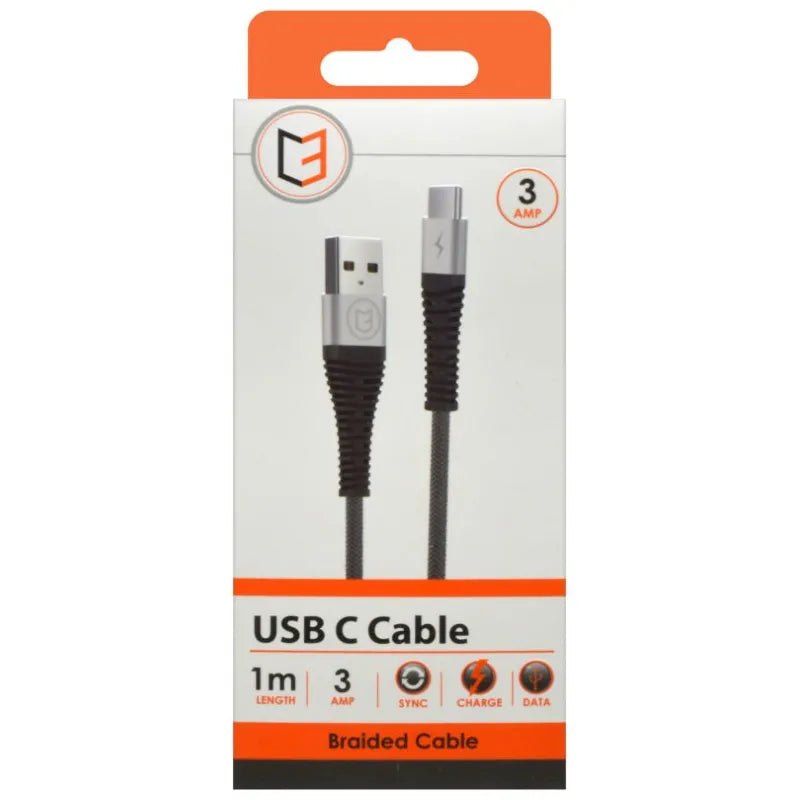 C3 – 1M Braided Type C USB Cable (Grey)