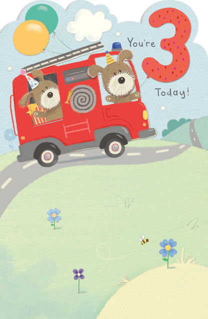 Standard Greeting Cards Birthday 3 Year Juvenile Lots of Woof