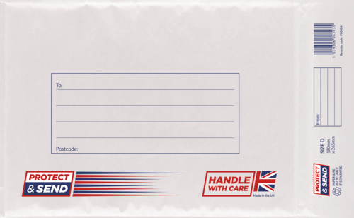 PROTECT & SEND SIZE D WHITE PADDED BAG 180 x 265mm