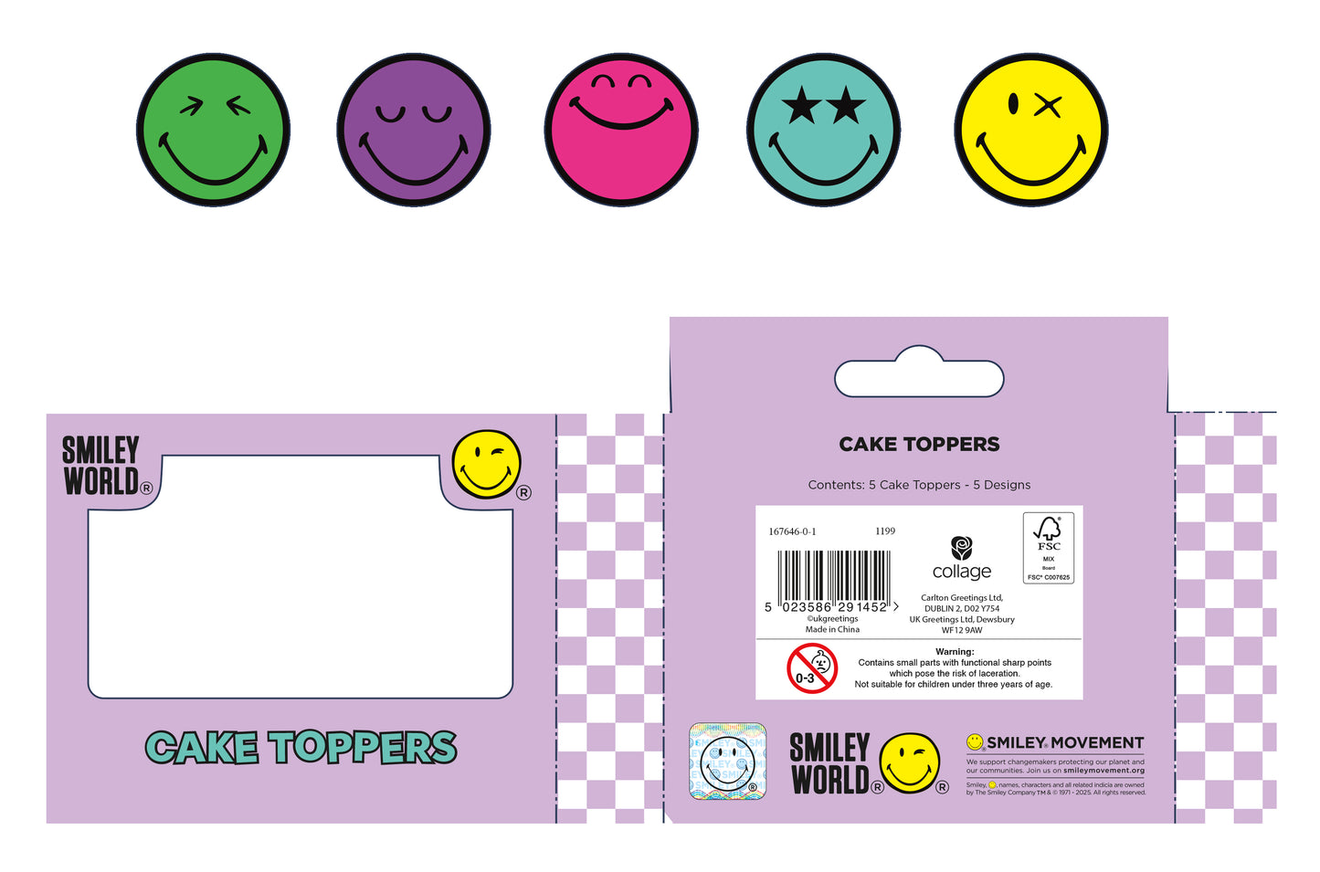 Cake Topper Greeting Cards Open Blank  Smiley World