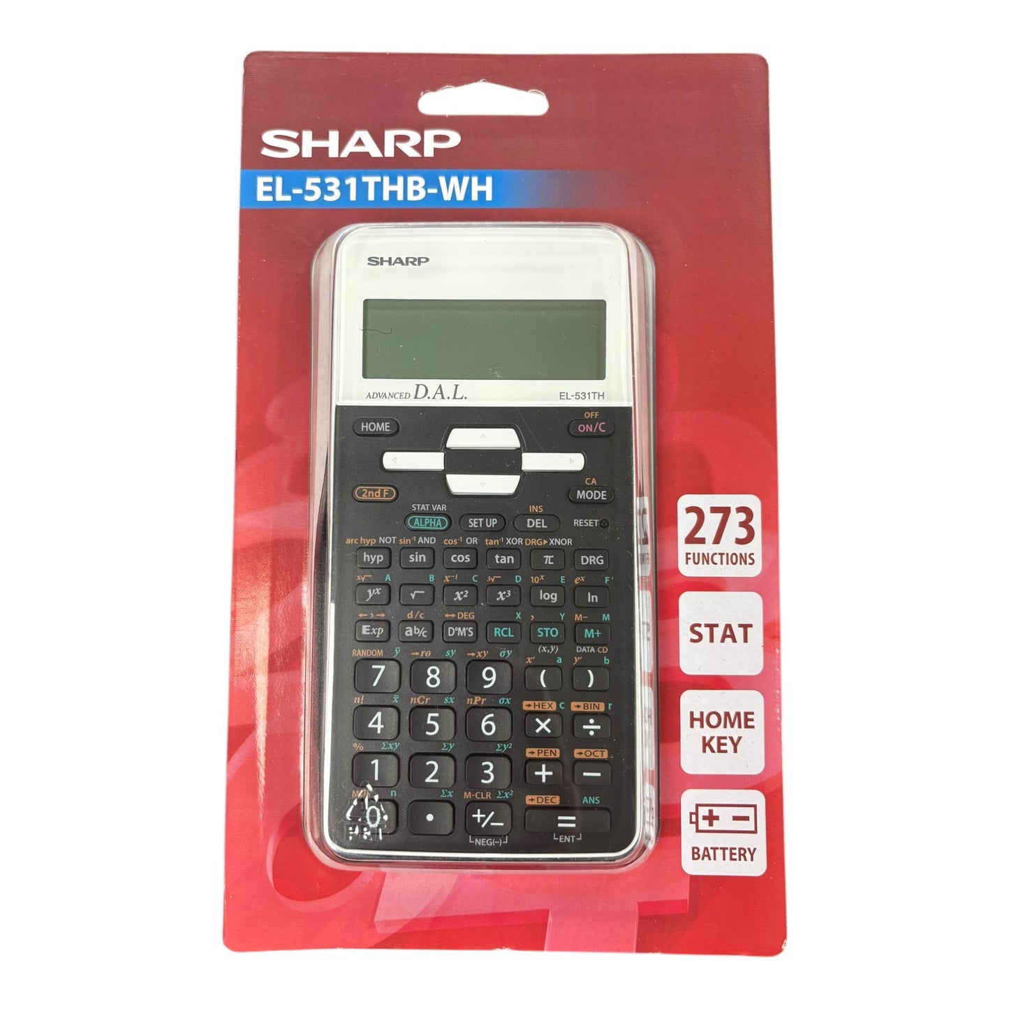 Sharp EL-531XH Scientific Calculator, 272 Functions, Dual Powered - EL531XBWH