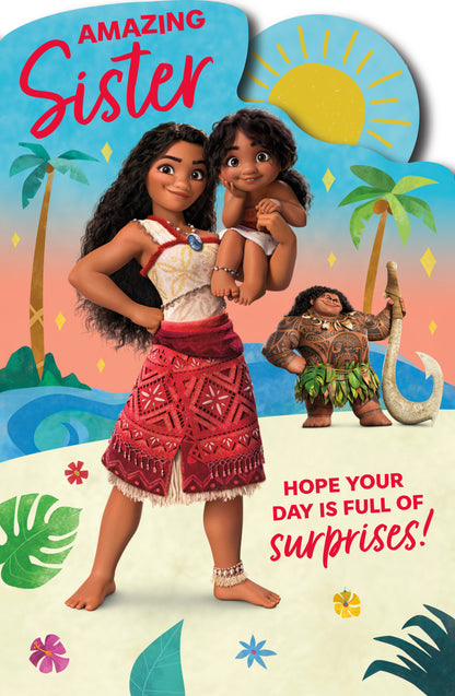 Hand Finished Greeting Cards Birthday Sister Juvenile Disney Moana