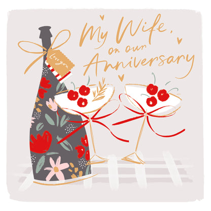 Hand Finished Greeting Cards Anniversary Wedding Wife  Carlton Core Line