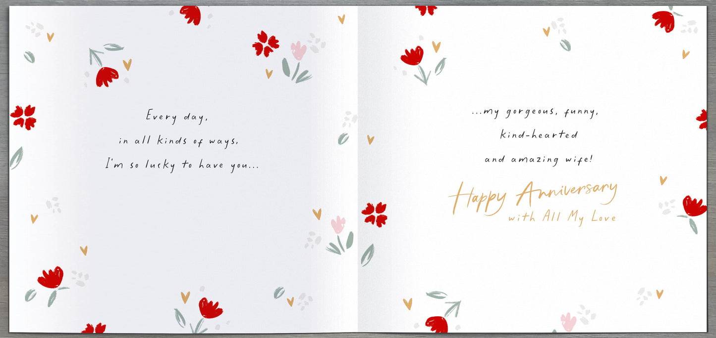 Hand Finished Greeting Cards Anniversary Wedding Wife  Carlton Core Line