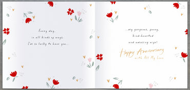 Hand Finished Greeting Cards Anniversary Wedding Wife  Carlton Core Line