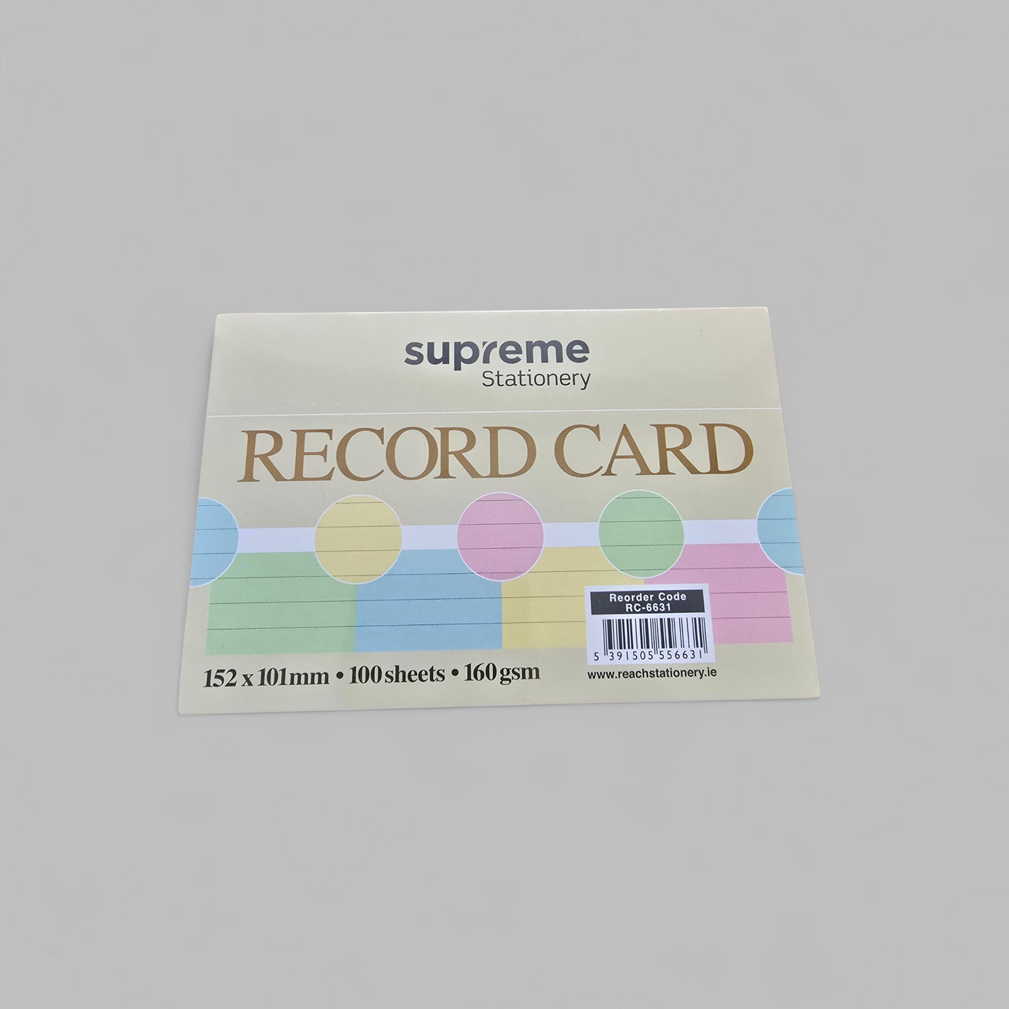 Record Card Assorted Colours Ruled 100 Sheets 160 g - 6" x 4" (152 x 101mm)