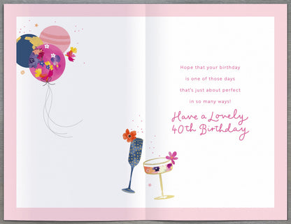 Standard Greeting Cards Birthday 40th  Floral Celebrations