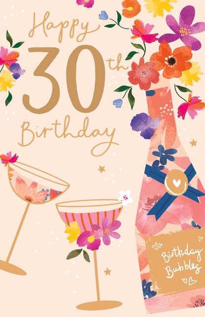 Standard Greeting Cards Birthday 30th  Floral Celebrations
