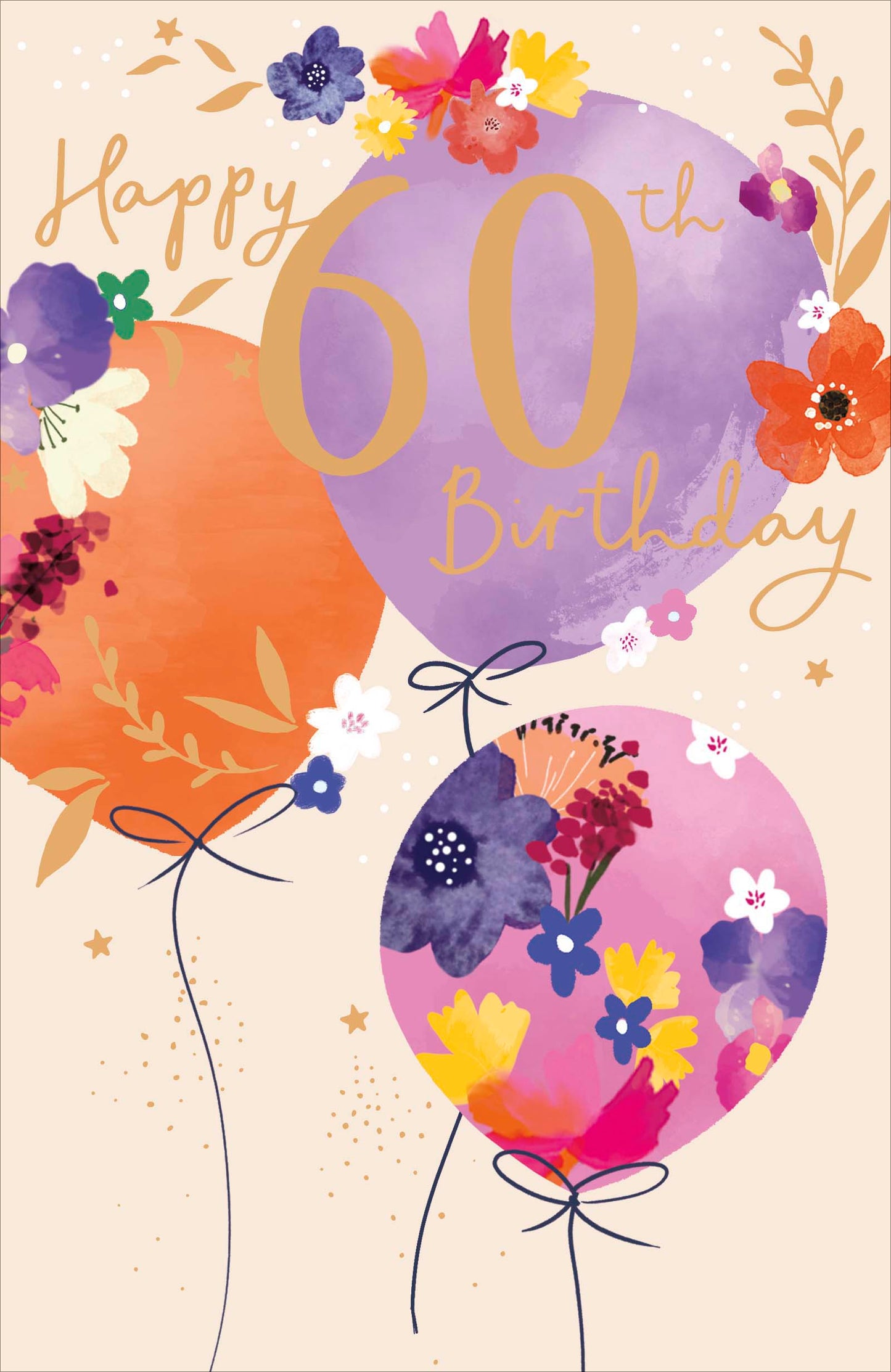 Standard Greeting Cards Birthday 60th  Floral Celebrations