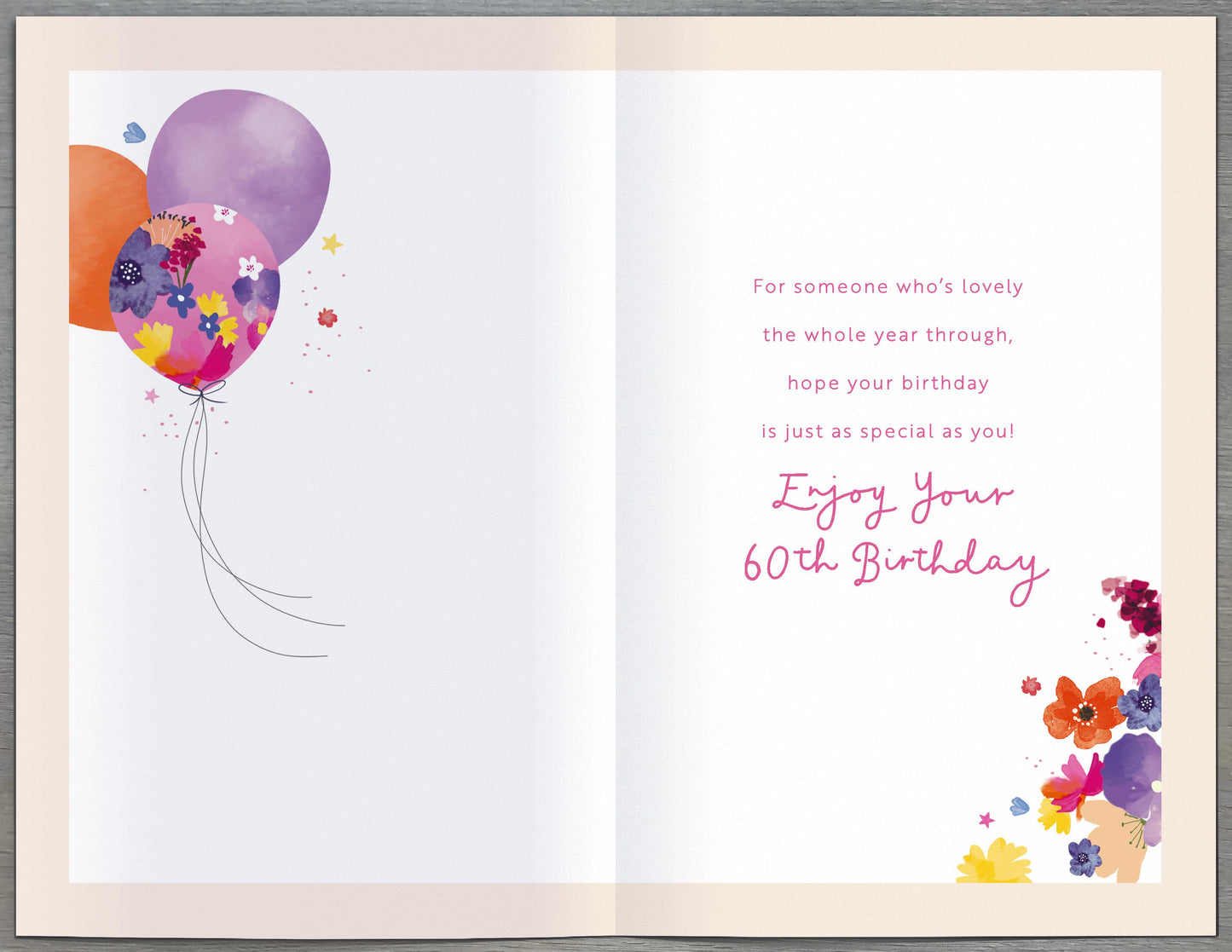 Standard Greeting Cards Birthday 60th  Floral Celebrations