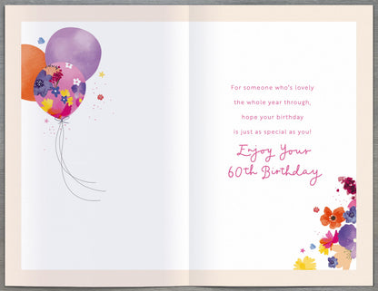 Standard Greeting Cards Birthday 60th  Floral Celebrations