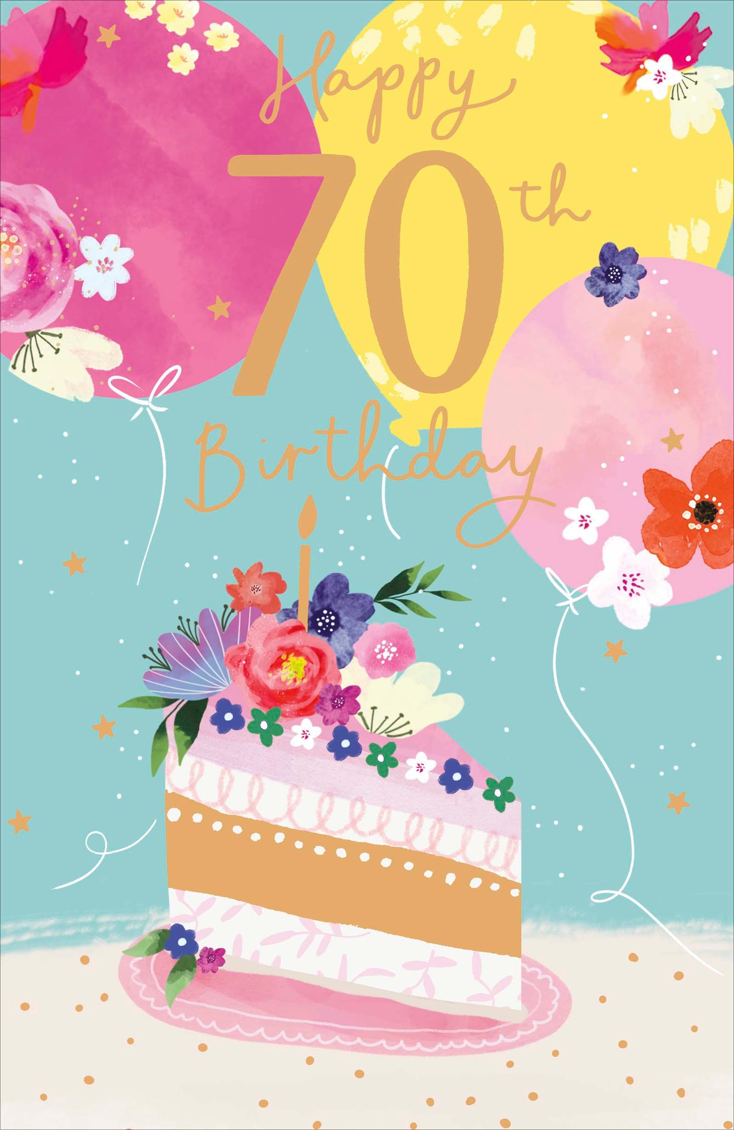 Standard Greeting Cards Birthday 70th  Floral Celebrations