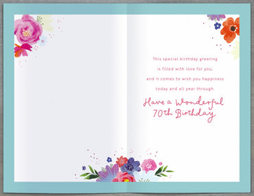 Standard Greeting Cards Birthday 70th  Floral Celebrations