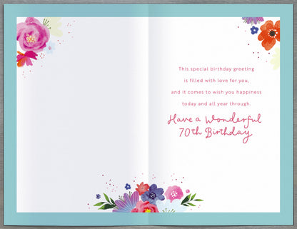 Standard Greeting Cards Birthday 70th  Floral Celebrations