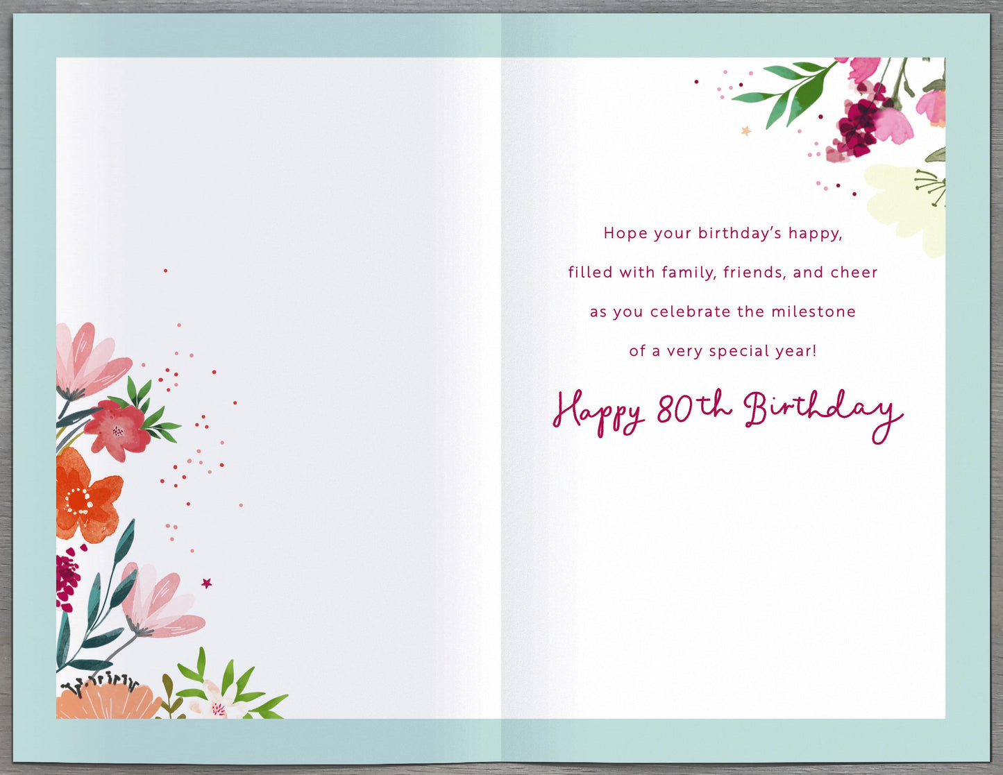 Standard Greeting Cards Birthday 80th  Floral Celebrations