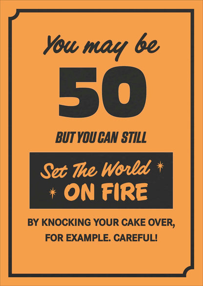 Standard Greeting Cards Birthday 50th Hum Neon Flash