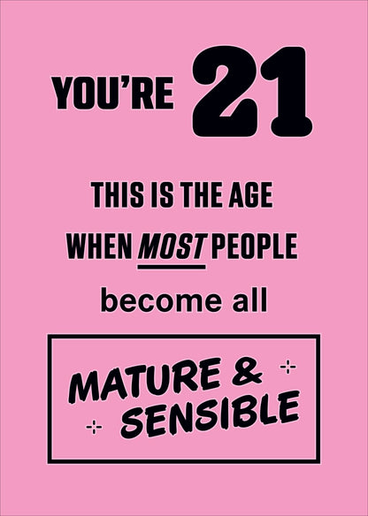 Standard Greeting Cards Birthday 21st Hum Neon Flash