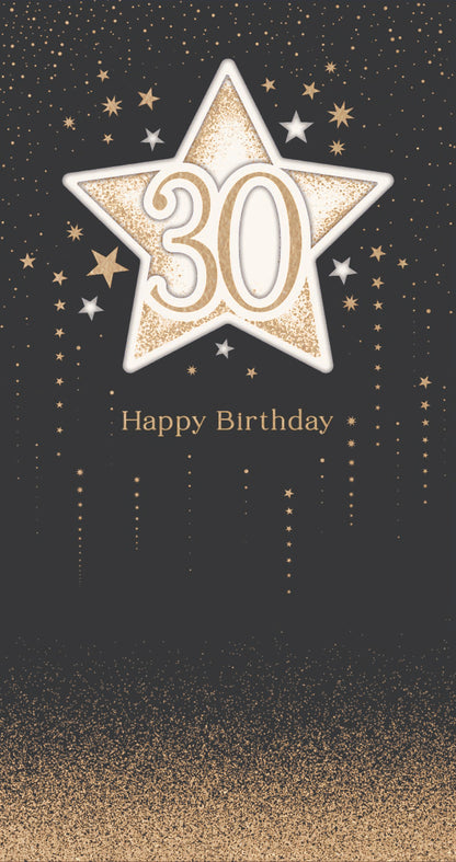 Hand Finished Greeting Cards Birthday 30th  Celestial Spark