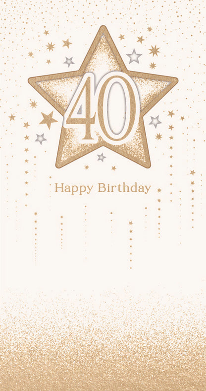 Hand Finished Greeting Cards Birthday 40th  Celestial Spark