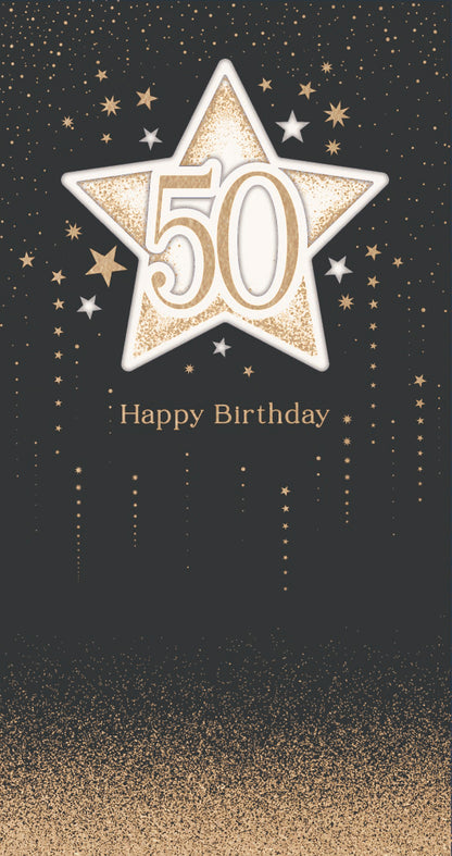 Hand Finished Greeting Cards Birthday 50th  Celestial Spark