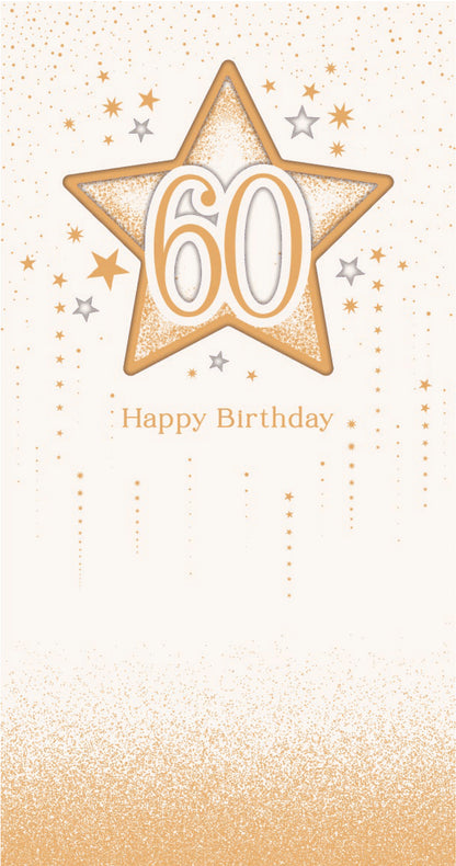 Hand Finished Greeting Cards Birthday 60th  Celestial Spark