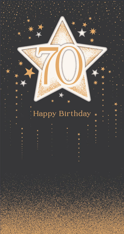 Hand Finished Greeting Cards Birthday 70th  Celestial Spark