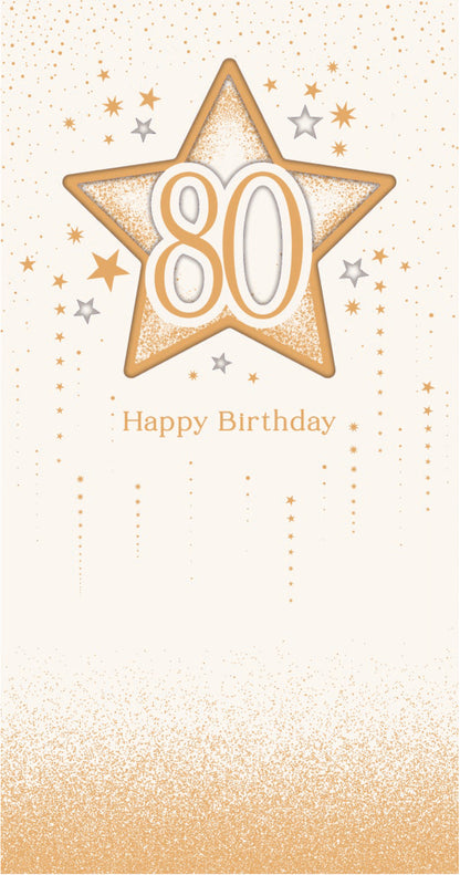 Hand Finished Greeting Cards Birthday 80th  Celestial Spark