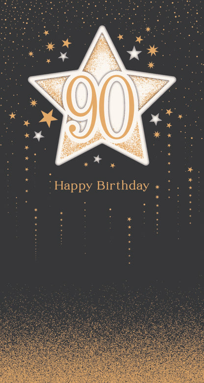 Hand Finished Greeting Cards Birthday 90th  Celestial Spark