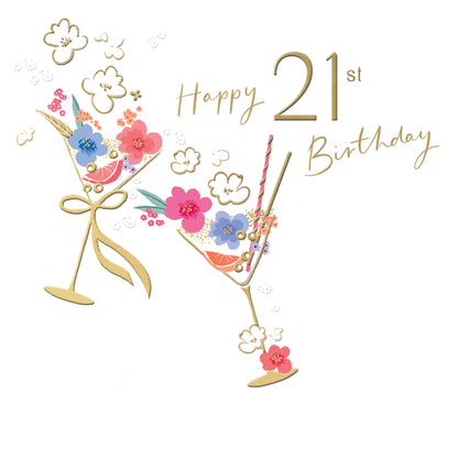 Clasp Greeting Cards Birthday 21st  Signature Cherry Bloom