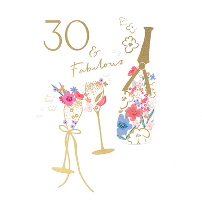 Clasp Greeting Cards Birthday 30th  Signature Cherry Bloom