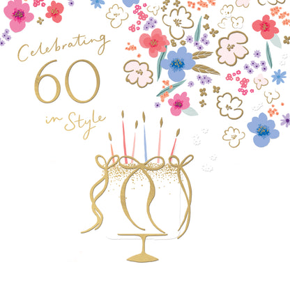 Clasp Greeting Cards Birthday 60th  Signature Cherry Bloom