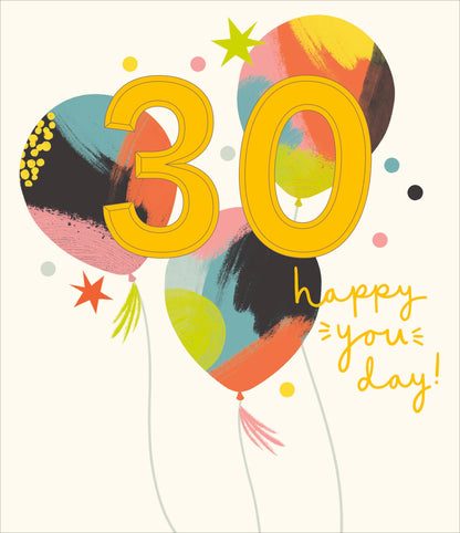 Standard Greeting Cards Birthday 30th  Zig  Zag