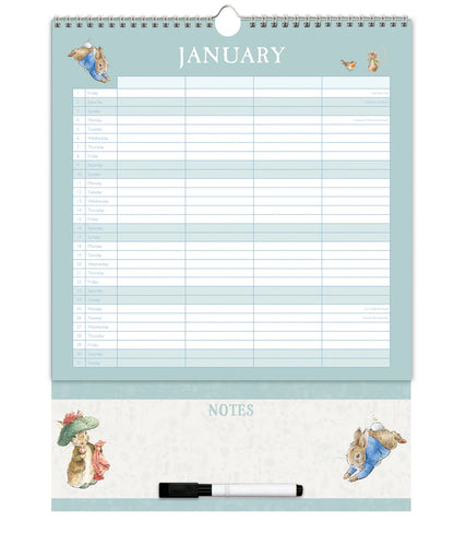 Peter Rabbit 2027 Family Organiser Wall Calendar – 4 Column Planner