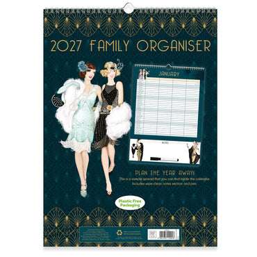 Claire Coxon Art Deco Family Organiser Wall Calendar 2027
