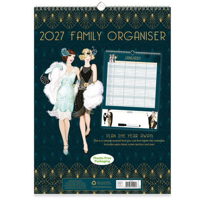 Claire Coxon Art Deco Family Organiser Wall Calendar 2027