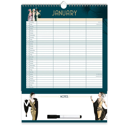 Claire Coxon Art Deco Family Organiser Wall Calendar 2027